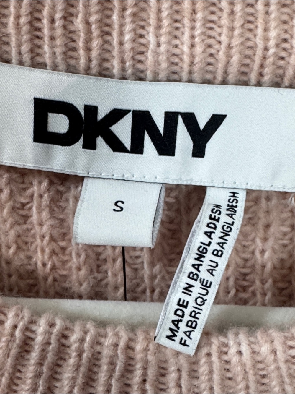 DKNY Classic Crewneck Cropped Women's Sweater - Blush Pink - Size S - Picture 10 of 11